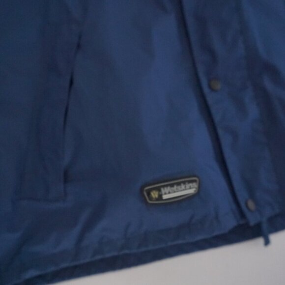 Vintage Wet Skins Blue Zip Up 100% Nylon Waterproof Stowaway Hood Raincoat M - Picture 7 of 11